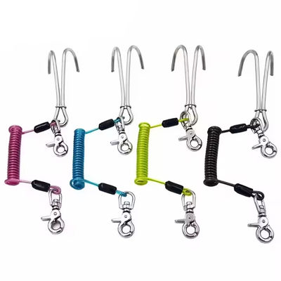 316 Stainless Steel Double Reef Hook Anti Corrosion With Spring Coil Lanyard